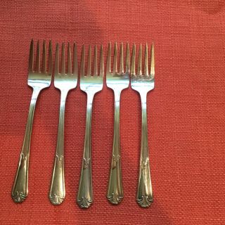5 Vintage Silver Plate Salad Forks W M Rogers Extra Plate Unknown Pattern