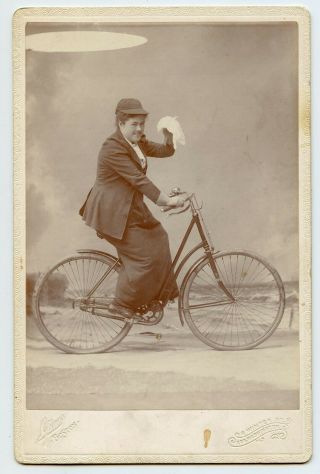 Lady On Bicycle Vintage Photo By Glines,  Boston Ma