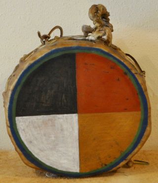 Medicine Wheel / Native American Drum Painted By Lakota Artist Sonja Holy Eagle