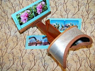 Restored The " Mercury " Stereoscope 3d Card Viewer Complete With 3 Cards N Holder