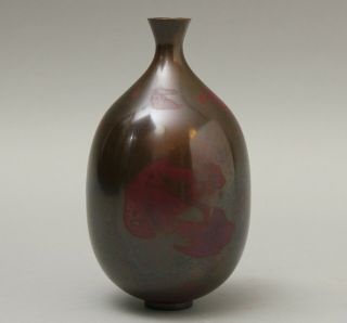 Japanese Signed Bronze Vase By A Nitten Artist Cc49