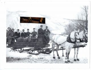 Vintage Aspen Colorado Fire Department Photo Horse Drawn Snow Sled Wagon Firemen