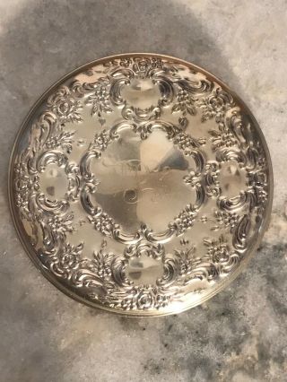3 1/4 " Towle Sterling Silver Floral Scroll Repose Vanity Pocket Mirror