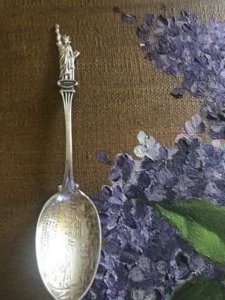 Antique Sterling Silver Souvenir Spoon Statue Of Liberty