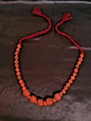 Vintage Natural Fossilized Coral Bead Necklace,  Very Old