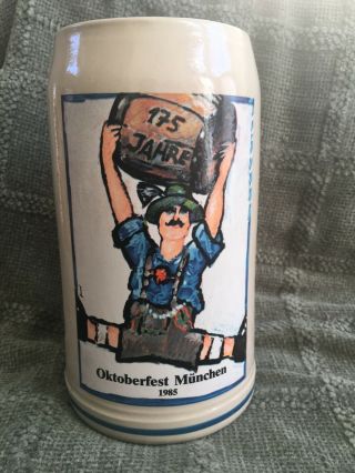 Vtg Oktoberfest 1985 Munchen Beer Stein Mug Rastal 1l Fritz Dommel 175th Anniv.
