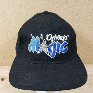 Vtg Starter Plain Logo Orlando Magic Nba Basketball Black Snapback Hat 100 Wool