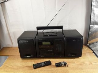 Vintage Sony Boombox Am/fm Cfd - 600 Mega Bass 6 Cd Change Remote