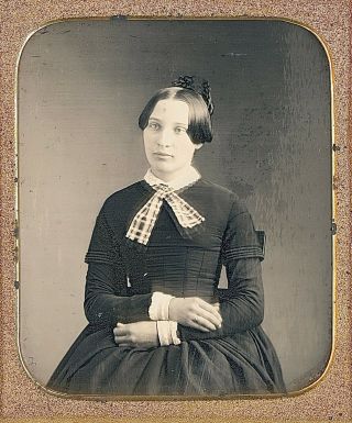 Light Eyed Pretty Young Lady Looking Away Tiara 1/6 Plate Daguerreotype F429