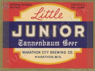 Little Junior Beer Label 9 " X 12 " Aluminum Sign