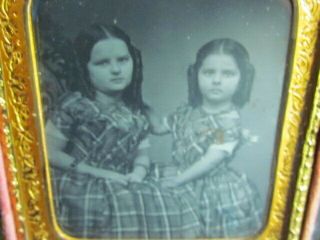 Little Sisters Daguerreotype Photograph In Thermoplastic Case