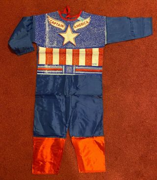Vintage 1966 Captain America Ben Cooper Halloween Costume Small (4 - 6) -