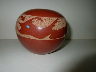 Santa Clara Pueblo Redware Pottery Vase/pot By Native American Leona Trujillo