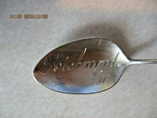 Antique Sterling Silver Richmond Virginia Souvenir Spoon W/ Owl