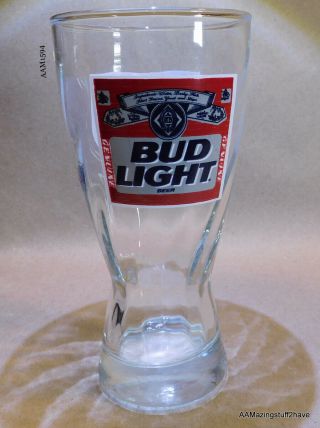 Bud Light Pint Glass Budweiser 12oz Vintage Label Draft Beer Glass