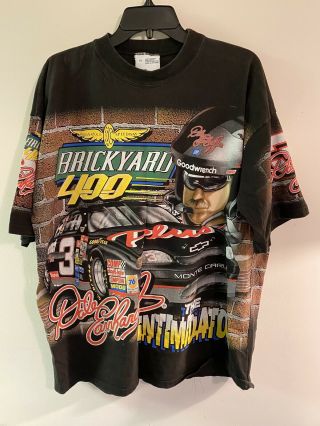 Vtg 90s Dale Earnhardt The Intimidator Brickyard 400 Nascar All Over T - Shirt Xl