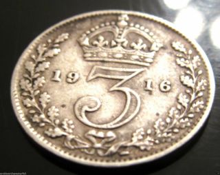 Solid Silver 3d 1916 Coin King George V Smallest Coin Minted At The Royal