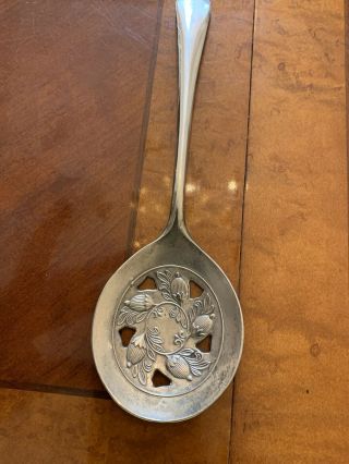 Acorn Silver Plate Serving Spoon Slotted Tomato Leonard Plated Italy