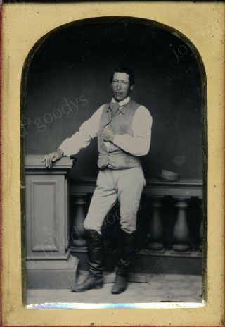 A Suave Sexy Swashbuckler 1850s Modern Day Type Man In Knee High Boots Ambrotype