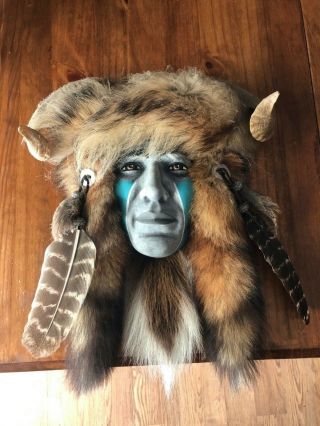 Native American Hanging Mask Signed By Artisan