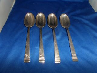 P & O Line Set 4 Dessert Spoons C.  1950 Mappin & Webb Silver Plate