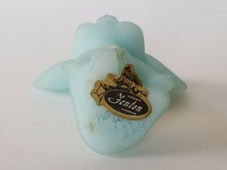 Fenton Hand Painted Mouse Figurine Blue Satin Artist Signed Vintage with Label 3