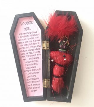 Vintage Voodoo Doll In Pine Casket Orleans La