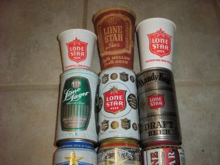 9 LONE STAR BEER ITEMS,  6 CANS & 3 CUPS,  LONE STAR BREWING CO/,  SAN ANTONIO,  TX 3
