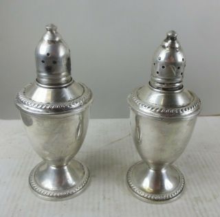 Sterling Silver Salt And Pepper Shakers With Glass Interior (723)