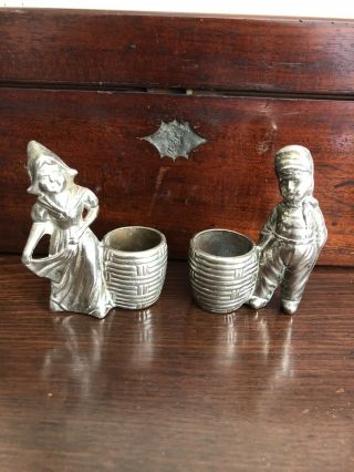 Vintage Silver Plated Toothpick Holders Dutch Boy And Girl