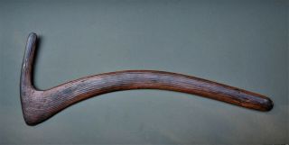 Australian Aborigine Boomerang Old Vintage Grooved Fluted Swan Neck Hooked