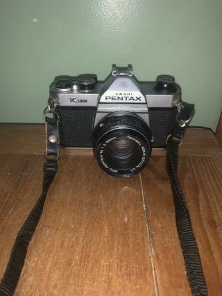 Asahi Pentax K1000 Film Camera Vtg W/ Smc 1:2 50mm Lens Read Good Vg,