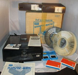 Vtg Sears Whisper - Matic Slide Projector Box Instr 200,  Slides R.  E.  Clum Family