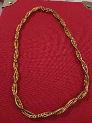 Vintage Christian Dior Twist Double Chain Necklace Choker Twisted Rope Snake