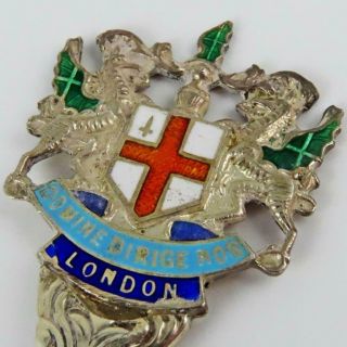 Vintage London England Coat Of Arms Sterling Silver Enamel Souvenir Spoon