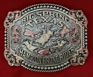 Vintage Rodeo Trophy Belt Buckle Big Spring Texas Bull Riding Champion 139