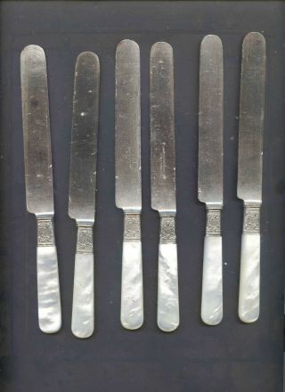 Set Of 6 Antique Landers Frary And Clark Dinner Knives Mother Of Pearl Handles