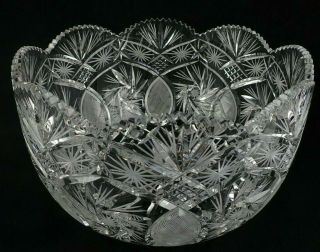 Large Vintage Hand Cut Crystal Centerpiece Bowl Pinwheel