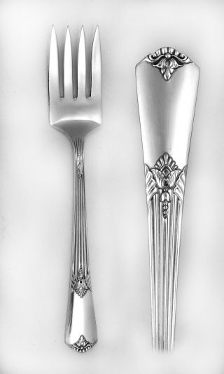 Guild - Cadence Medium Solid Cold Meat Serving Fork Rogers Is Silverplate 8.  25 "