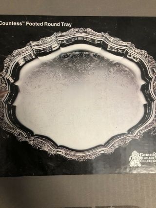 Oneida Webster Wilcox Countess Round Footed 14.  25” Silverplate Tray Platter
