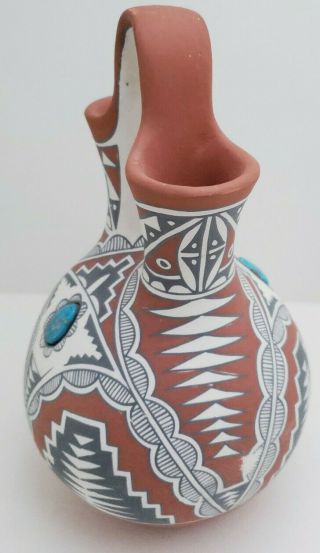 Gorgeous Native American Wedding Vase with Large Turquoise by Mary Small 3