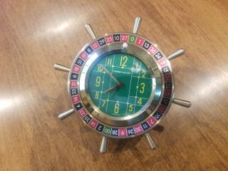 Vintage Phinney Walker Brass Roulette Desk Alarm Clock - Wheel Moves - Read