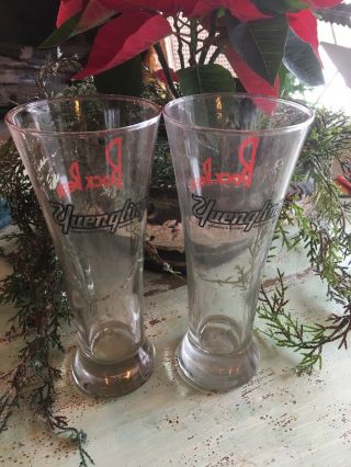 Yuengling Bock Beer 16 Oz Pilsner Glass Tall Set Of Two (2) & Rare