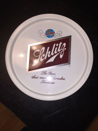 Vintage Schlitz Beer Tray The Beer That Made Milwaukee Famous.  10 3/4 " Round A25