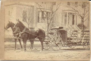1885 Cabinet Photograph Of Horse Drawn Delivery Wagon – Portland Oregon