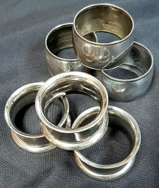 Lovely Set Of 6 Vintage Silver Plated Napkin Rings C 1950