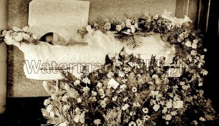 1918 Era Photo Negative Funeral Post Mortem Young Woman In Casket Flu Death