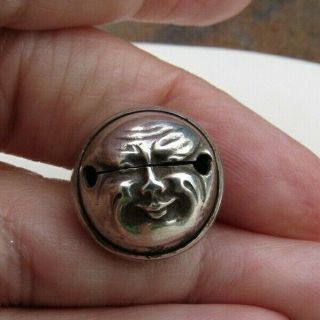 Vintage Sterling Silver Man In The Moon Face Charm Or Pendant Wonderful Detail