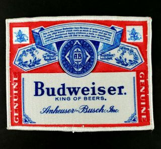 Vintage Budweiser Beer Label Distributor Large Patch Sew On Nos 5 "