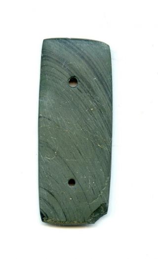 Indian Artifacts - Fine Banded Slate 2 Hole Gorget